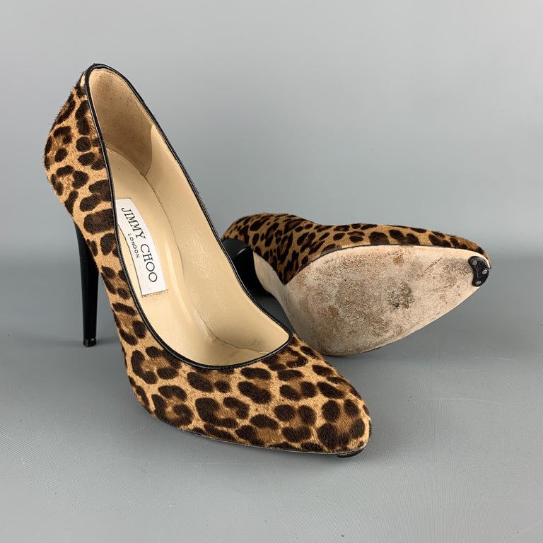 JIMMY CHOO Size 7.5 Brown Leopard Print Calf hair Pumps For at 1stDibs
