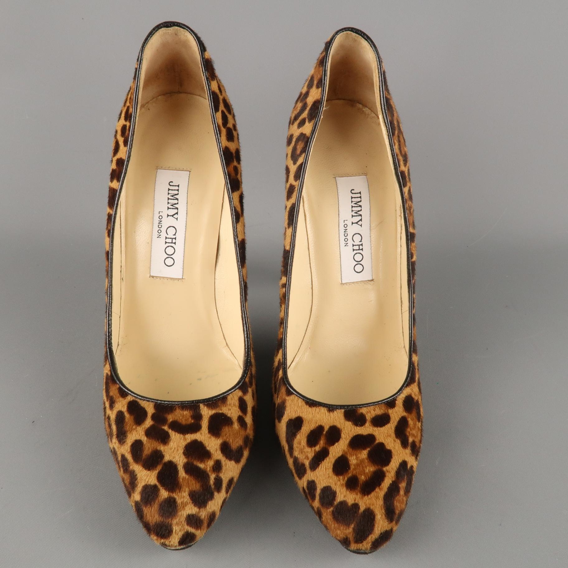 Women's  JIMMY CHOO Size 7.5 Brown Leopard Print Calf Hair Victoria Pumps