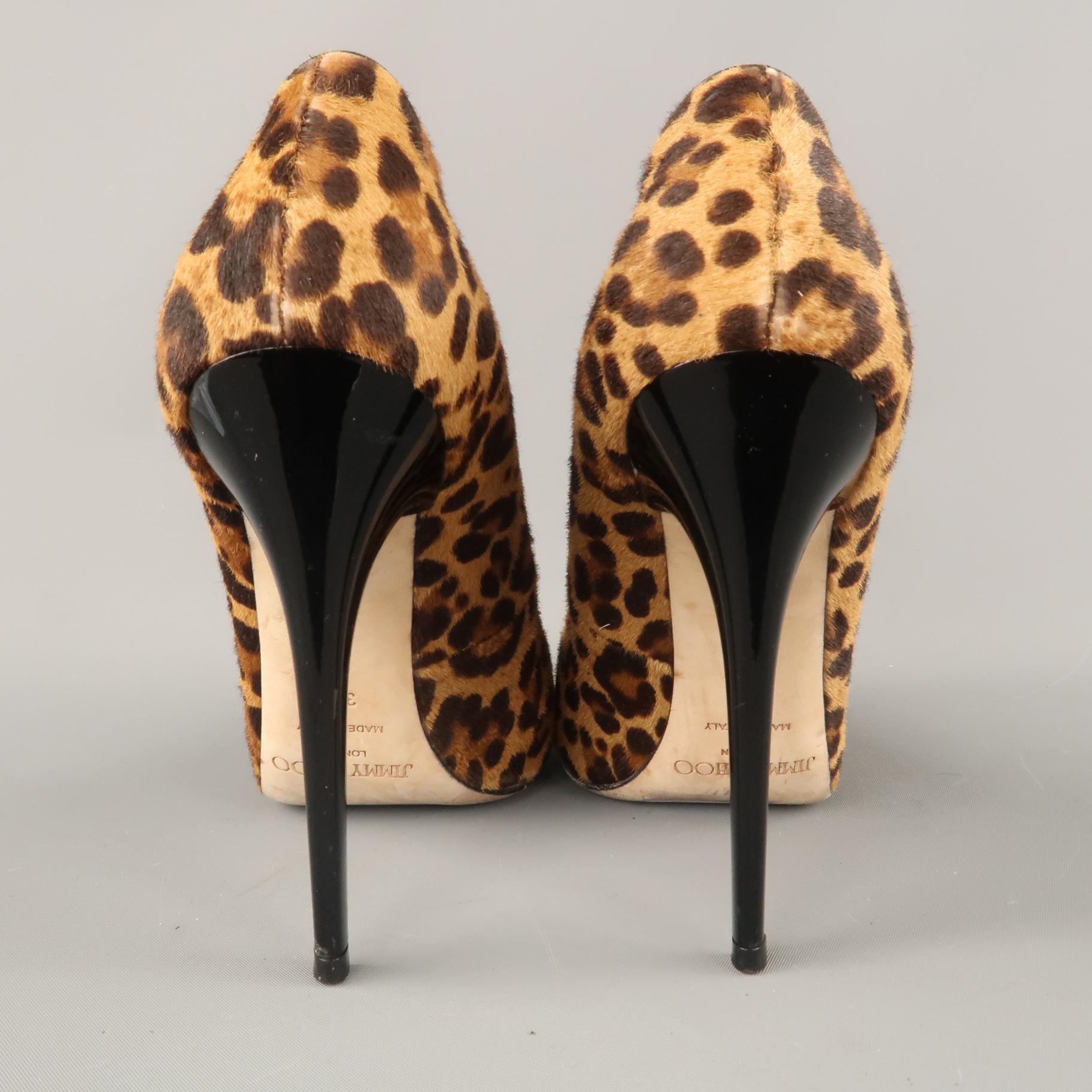  JIMMY CHOO Size 7.5 Brown Leopard Print Calf Hair Victoria Pumps 2