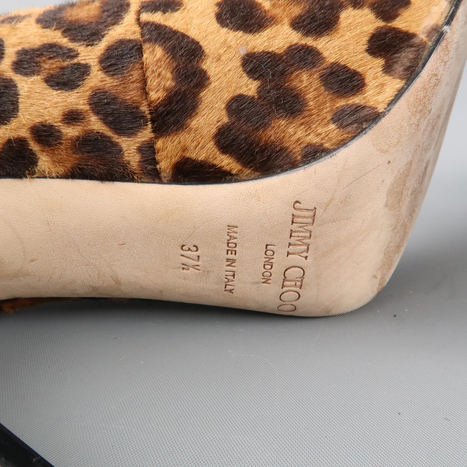  JIMMY CHOO Size 7.5 Brown Leopard Print Calf Hair Victoria Pumps 3