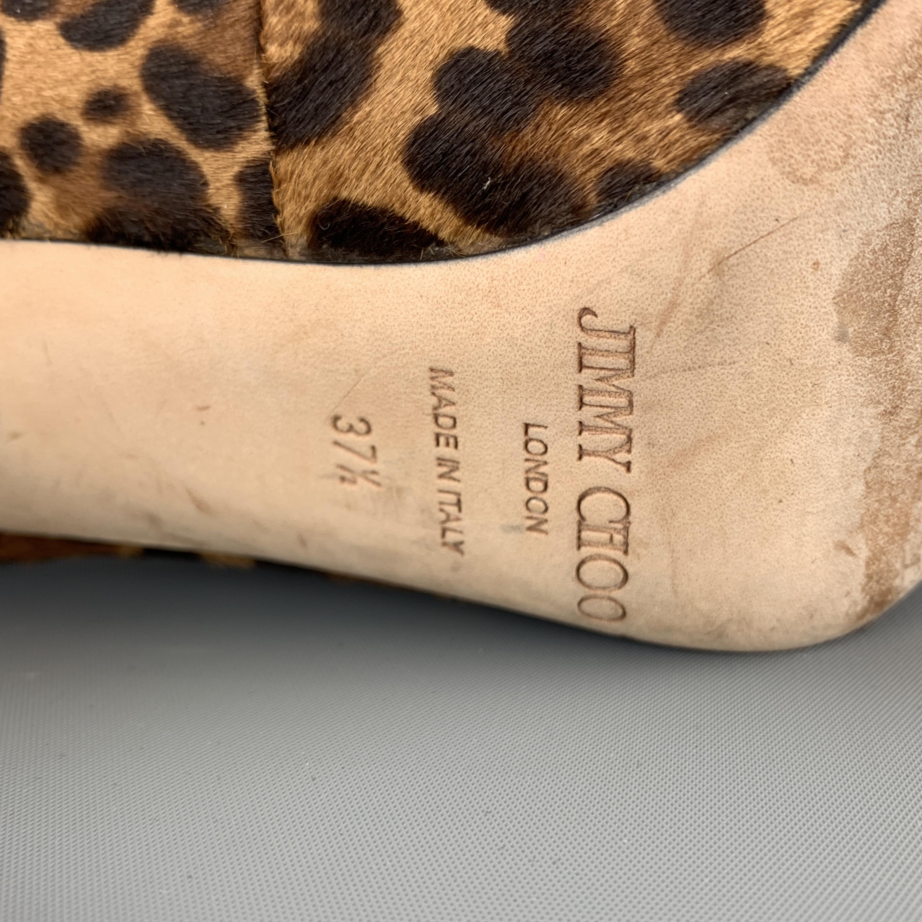 JIMMY CHOO Size 7.5 Brown Leopard Print Calf hair VICTORIA Pumps In Good Condition In San Francisco, CA