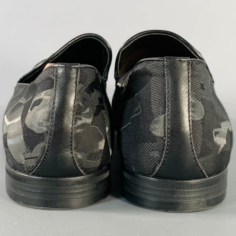 JIMMY CHOO Size 8 Black Grey Camouflage Figures Canvas Slip On Loafers JIMMY CHOO Size 8 Black Grey Camouflage Figures Canvas Slip  main image 2