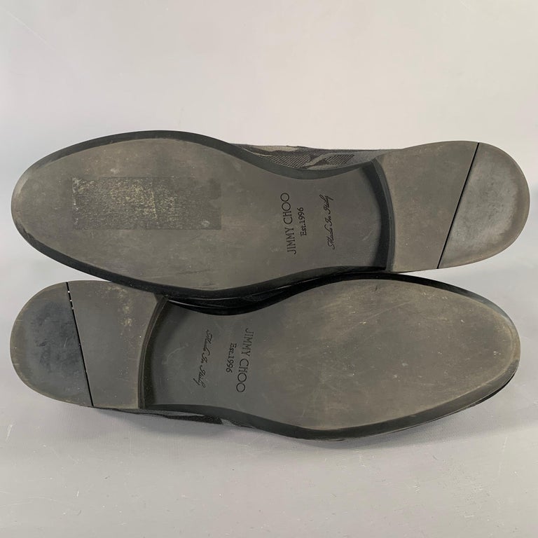 JIMMY CHOO Size 8 Black Grey Camouflage Figures Canvas Slip  display picture 3