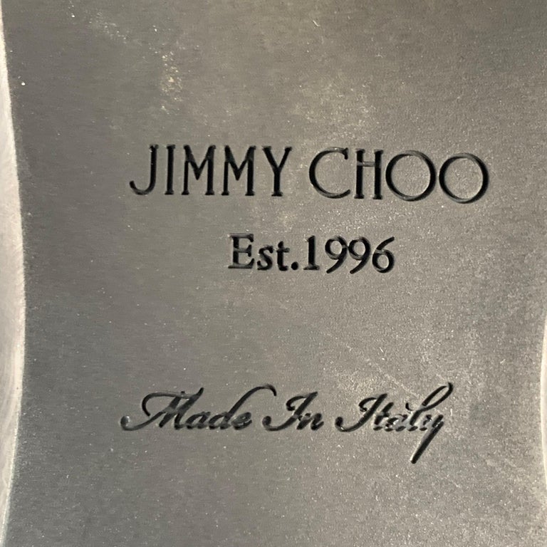 JIMMY CHOO Size 8 Black Grey Camouflage Figures Canvas Slip  display picture 1