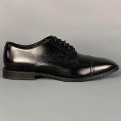 JIMMY CHOO Size 8 Black Leather Cap Toe Lace Up Shoes