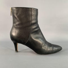 JIMMY CHOO Size 8 Black Leather Pebble Grain Back Zip Boots