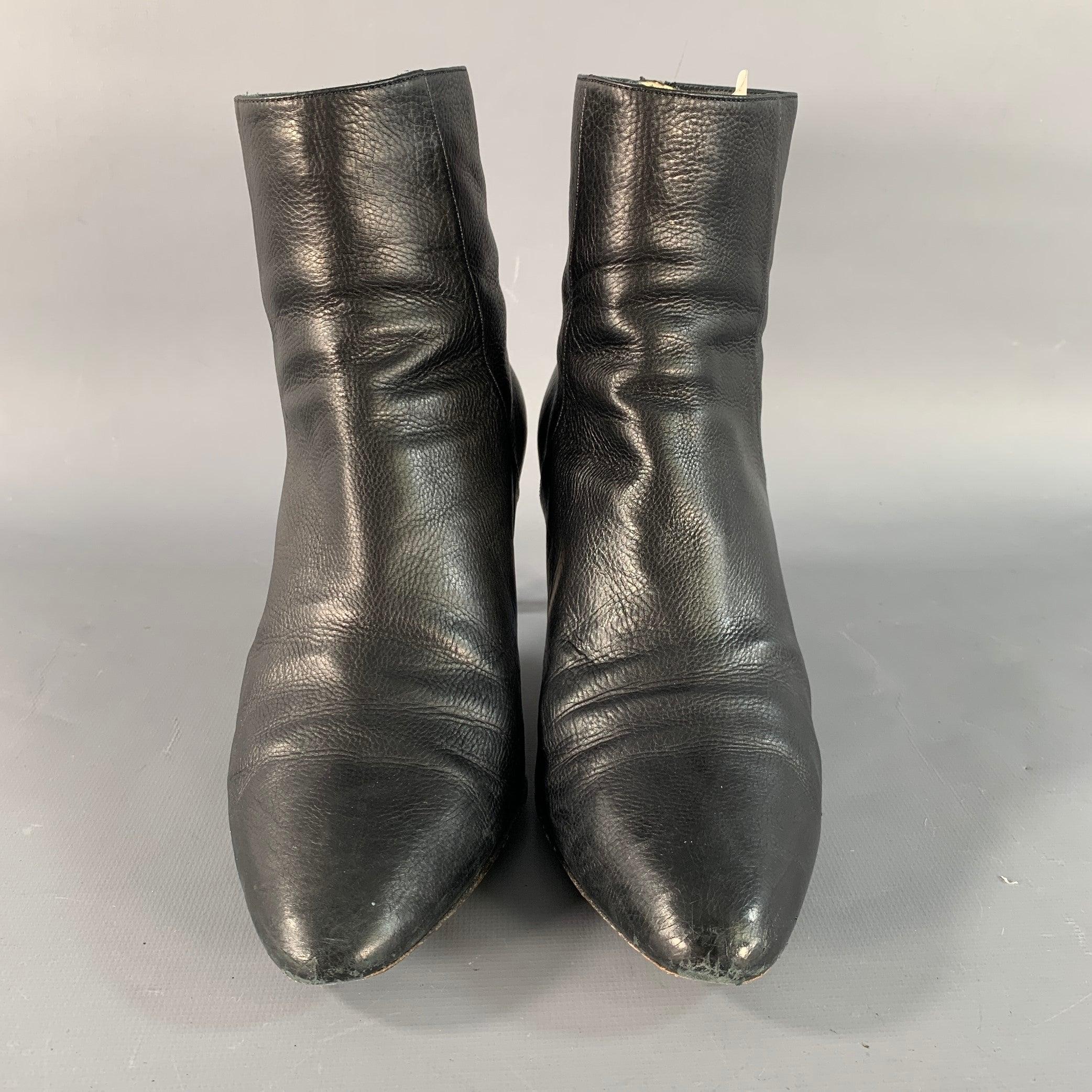 Donna JIMMY Choo Taglia 8 Stivali con zip posteriore in pelle nera e grana di ciottoli in vendita