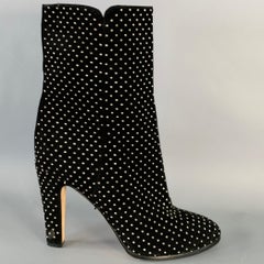 JIMMY CHOO Size 8 Black Studded Suede Pull On Boots