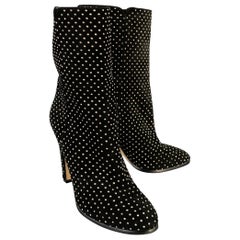 JIMMY CHOO Size 8 Black Studded Suede Pull On Boots
