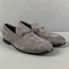 JIMMY CHOO Size 8 Grey Suede Horsebit Loafers
