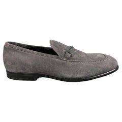 JIMMY CHOO Size 8 Grey Suede Horsebit Loafers