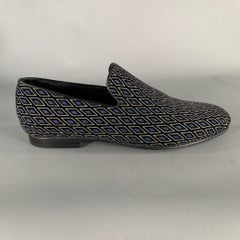 JIMMY CHOO Size 8 Navy Black Diamond Velvet Loafers