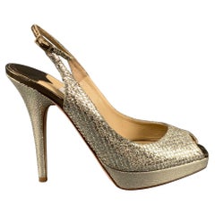 JIMMY CHOO Size 8 Silver Metallic Leather Slingback Sandals