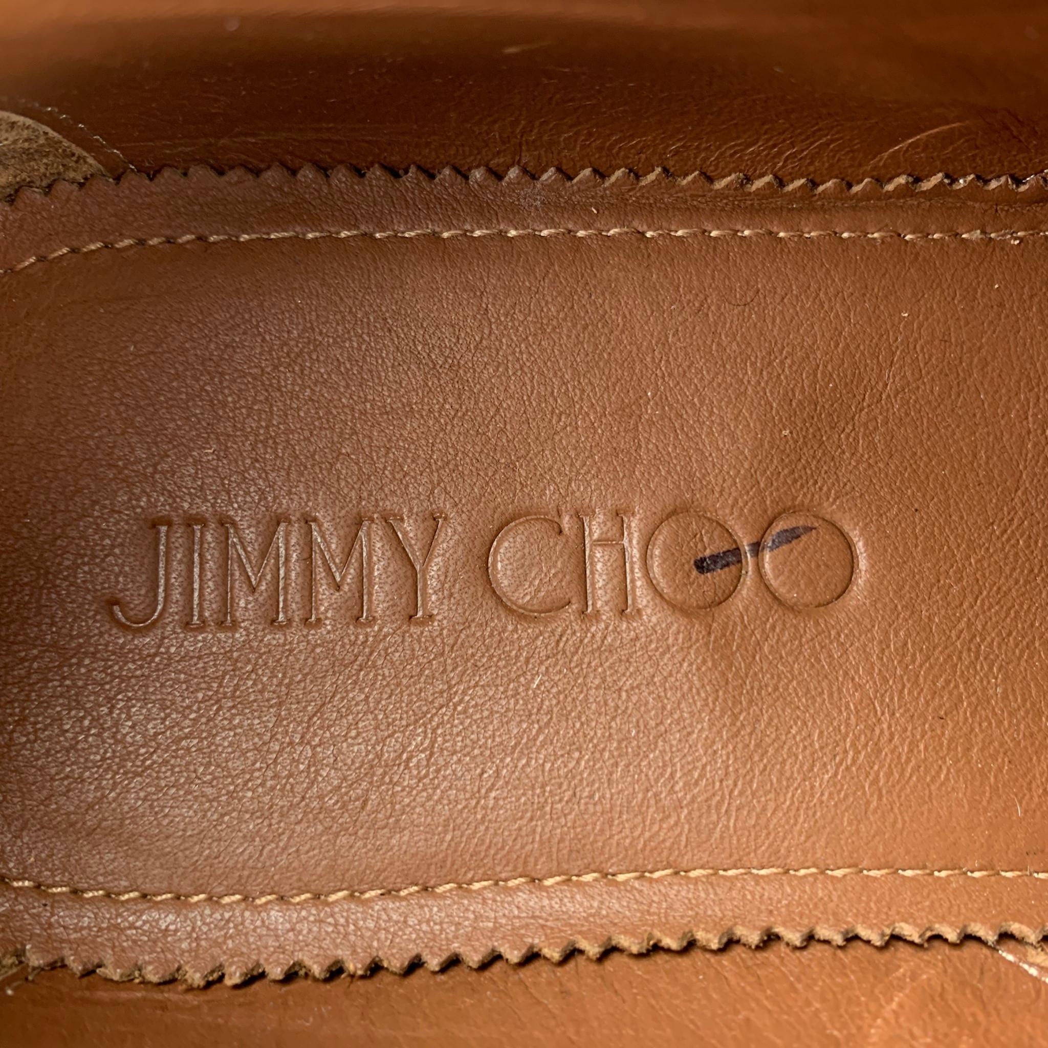 JIMMY CHOO Size 8 Tan Camouflage Leather Double Monk Strap Loafers 2