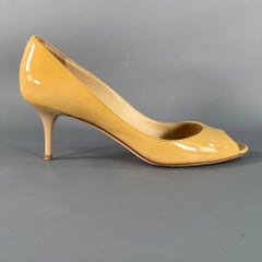JIMMY CHOO Größe 8 Tan Patent Leder Peep Toe Pumps