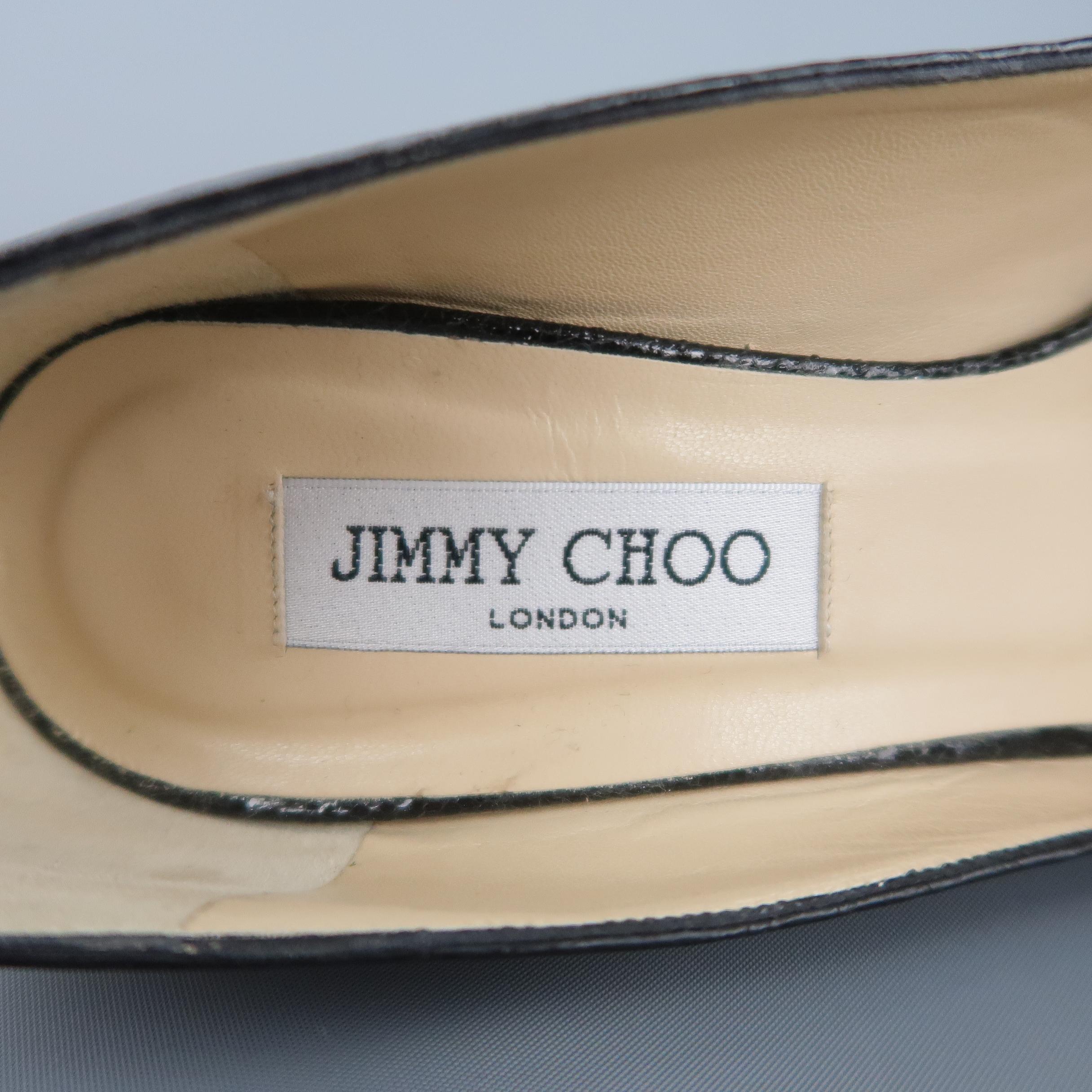JIMMY CHOO Size 9 Black Lizard Leather Peep Toe Platform Pumps 1