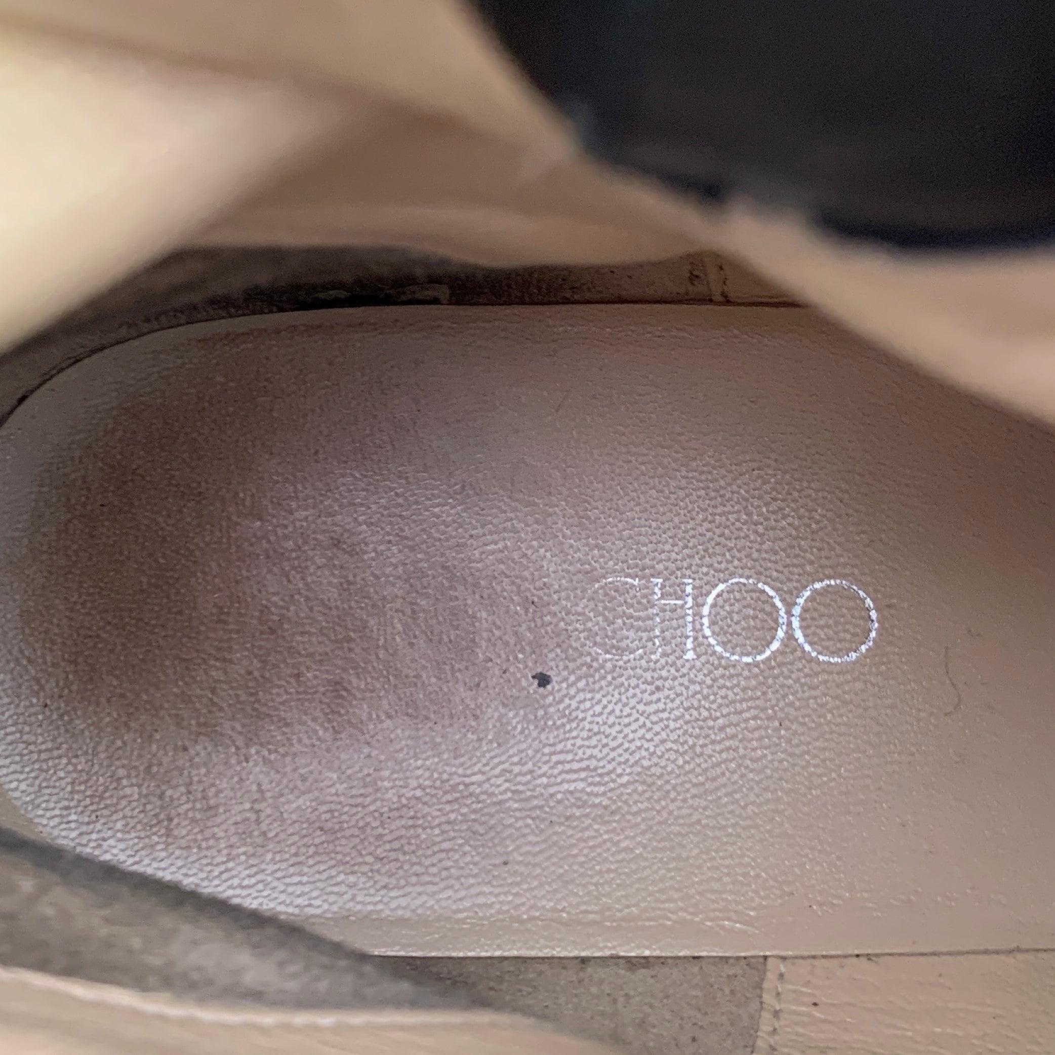 JIMMY Choo Taglia 9 Stivali in Pelle Marrone Nera in Rilievo in vendita 3