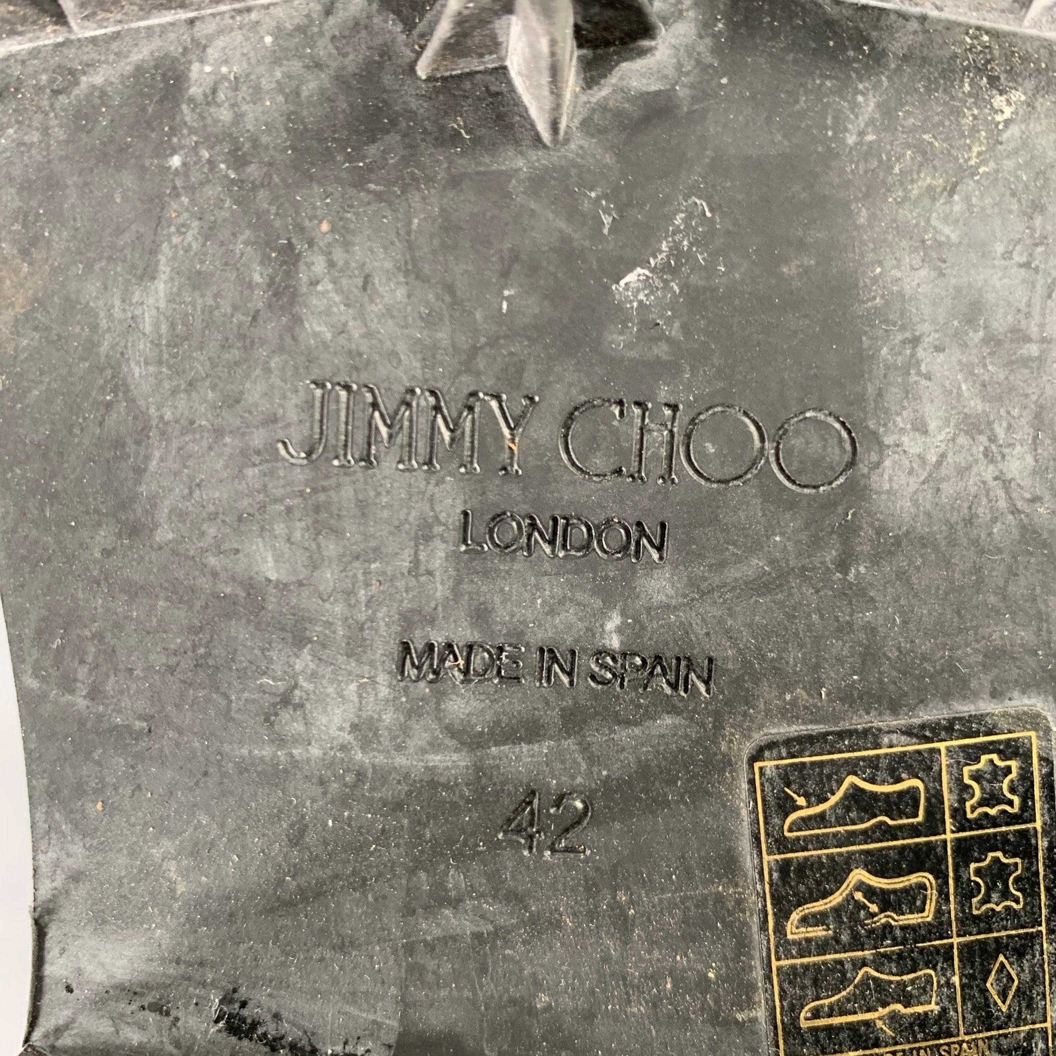JIMMY Choo Taglia 9 Stivali in Pelle Marrone Nera in Rilievo in vendita 4