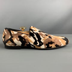 JIMMY CHOO Size 9 Brown Black & White Animal Print Leather Slip On Loafers