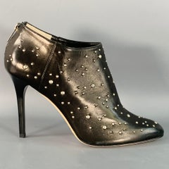 JIMMY CHOO Size 9.5 Black Studded Leather Back Zipper Stiletto Boots