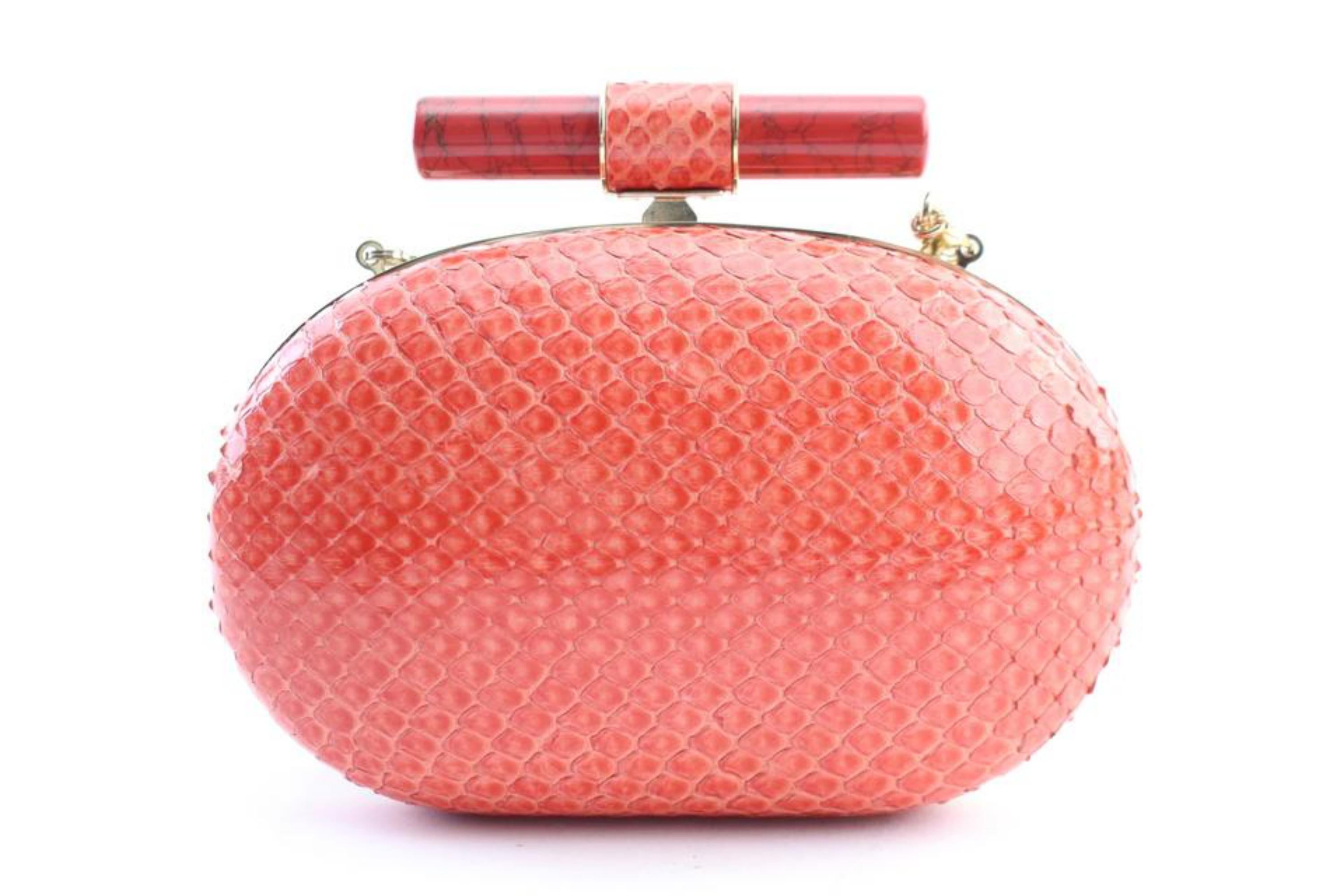 Jimmy Choo Snakeskin Calista 8mr0215 Red Python Cross Body Bag For Sale 7