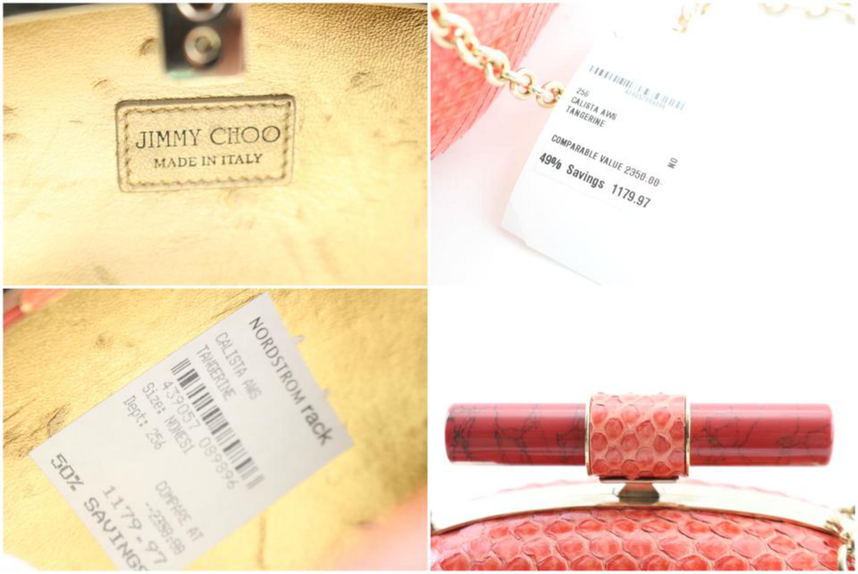 Jimmy Choo Snakeskin Calista 8mr0215 Red Python Cross Body Bag In New Condition For Sale In Forest Hills, NY