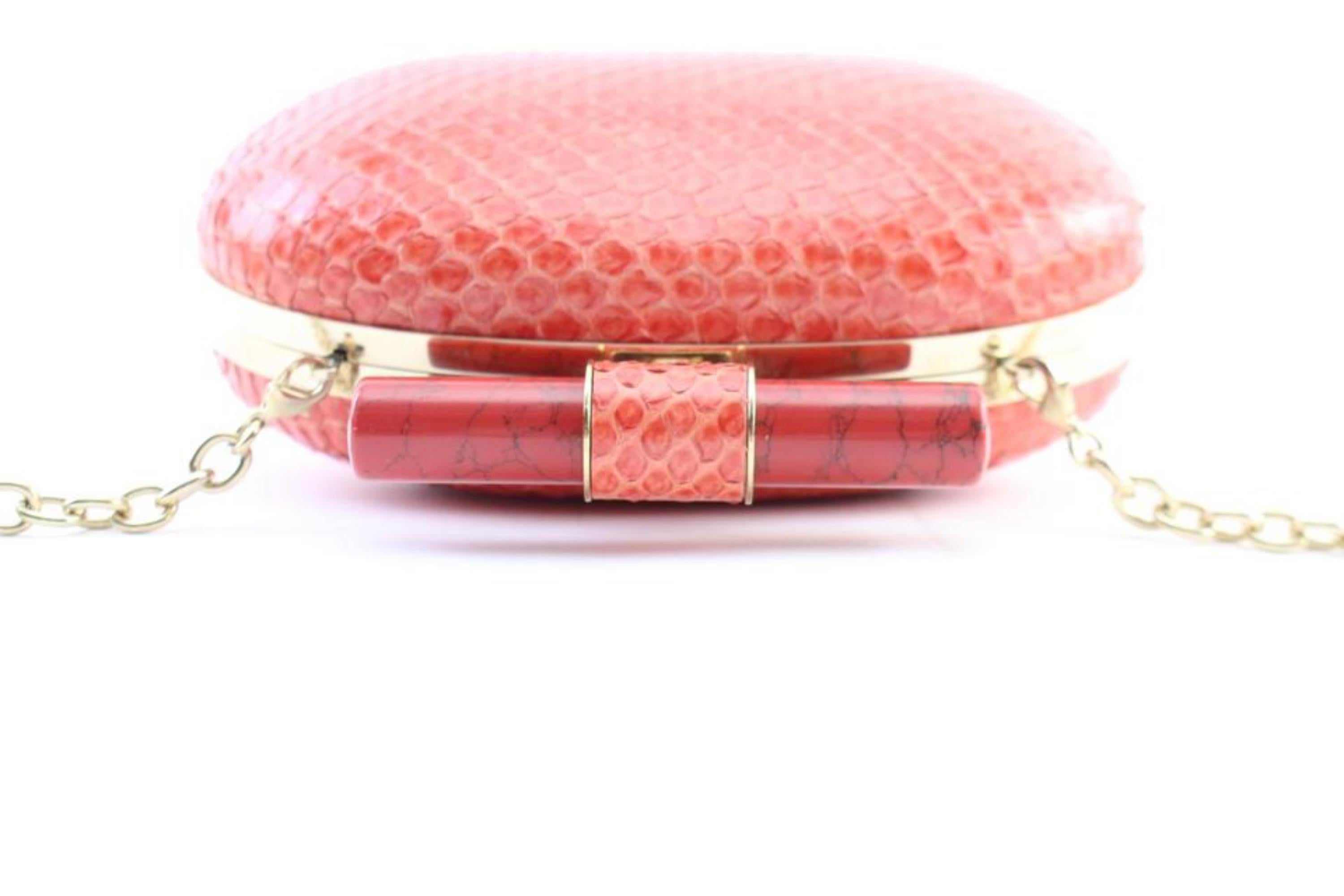 Jimmy Choo Snakeskin Calista 8mr0215 Red Python Cross Body Bag For Sale 2