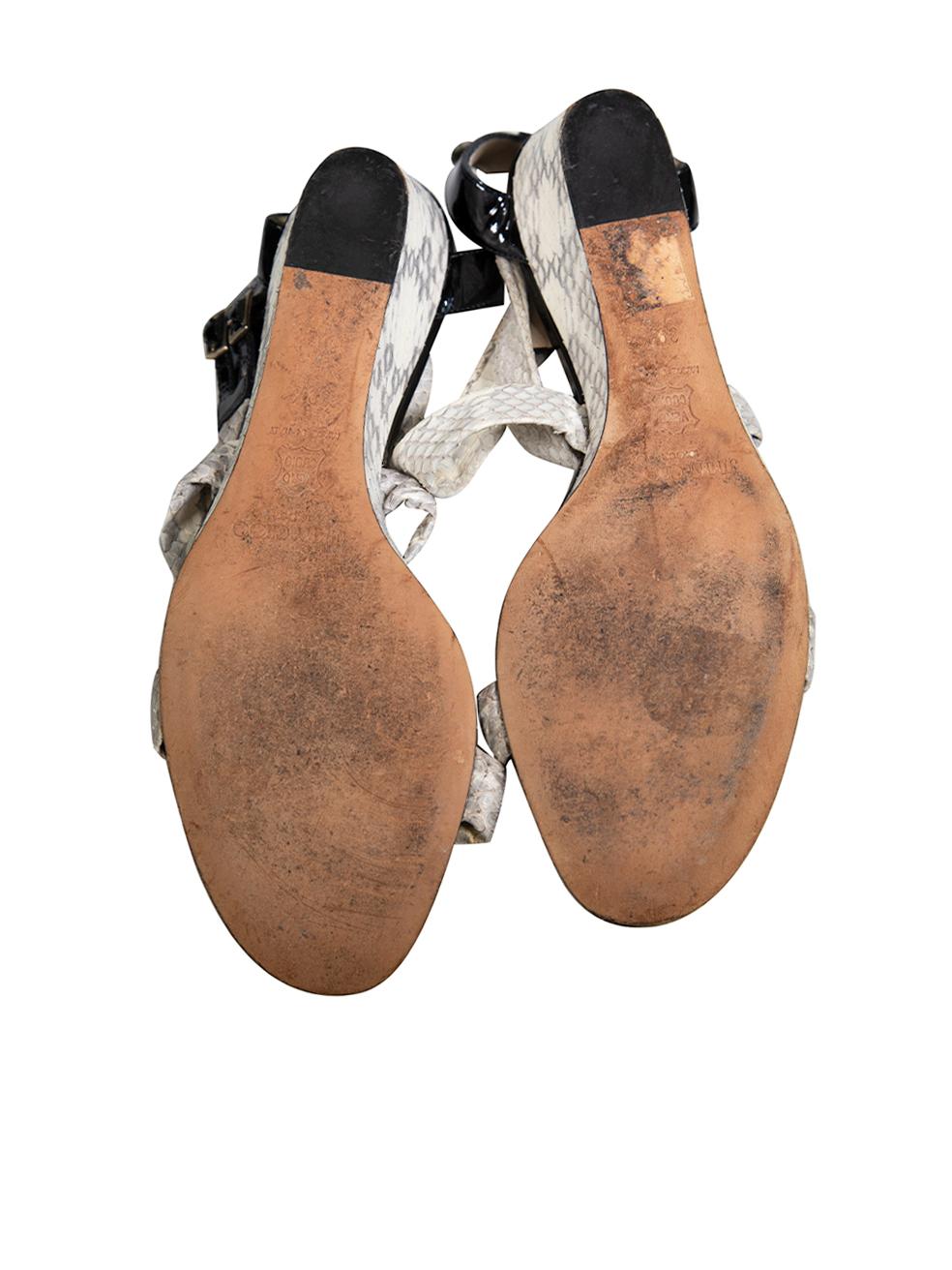 Women's Jimmy Choo Snakeskin Cross Strap Wedge Sandals Size IT 39.5 For Sale