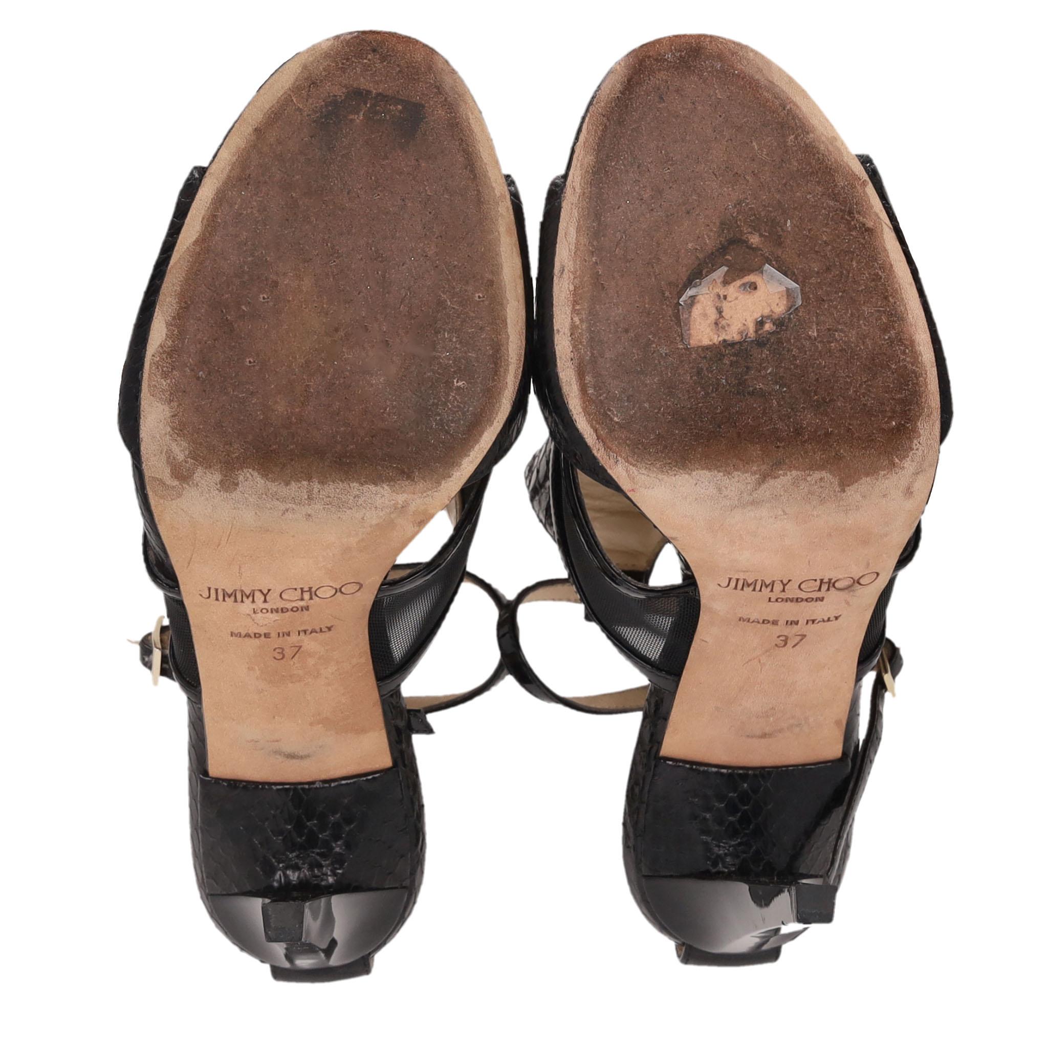 Jimmy Choo - Sandales en maille et peau de serpent Pour femmes en vente