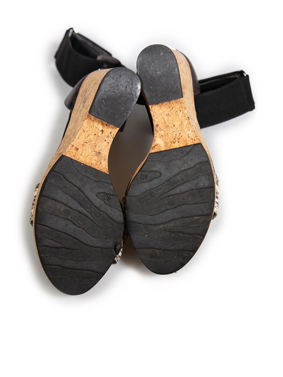 Jimmy Choo Snakeskin Platform Wedge Sandals Size IT 40 In Good Condition In London, GB