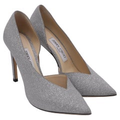 Jimmy Choo Sophia 100 Pumps in Silver Glitter