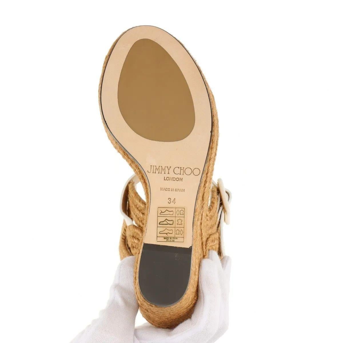 Jimmy Choo - Sandalo con zeppa e cinturino - Avorio in vendita 5
