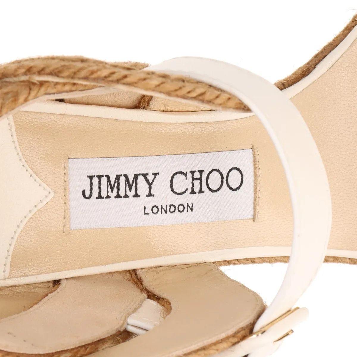 Jimmy Choo - Sandalo con zeppa e cinturino - Avorio in vendita 6