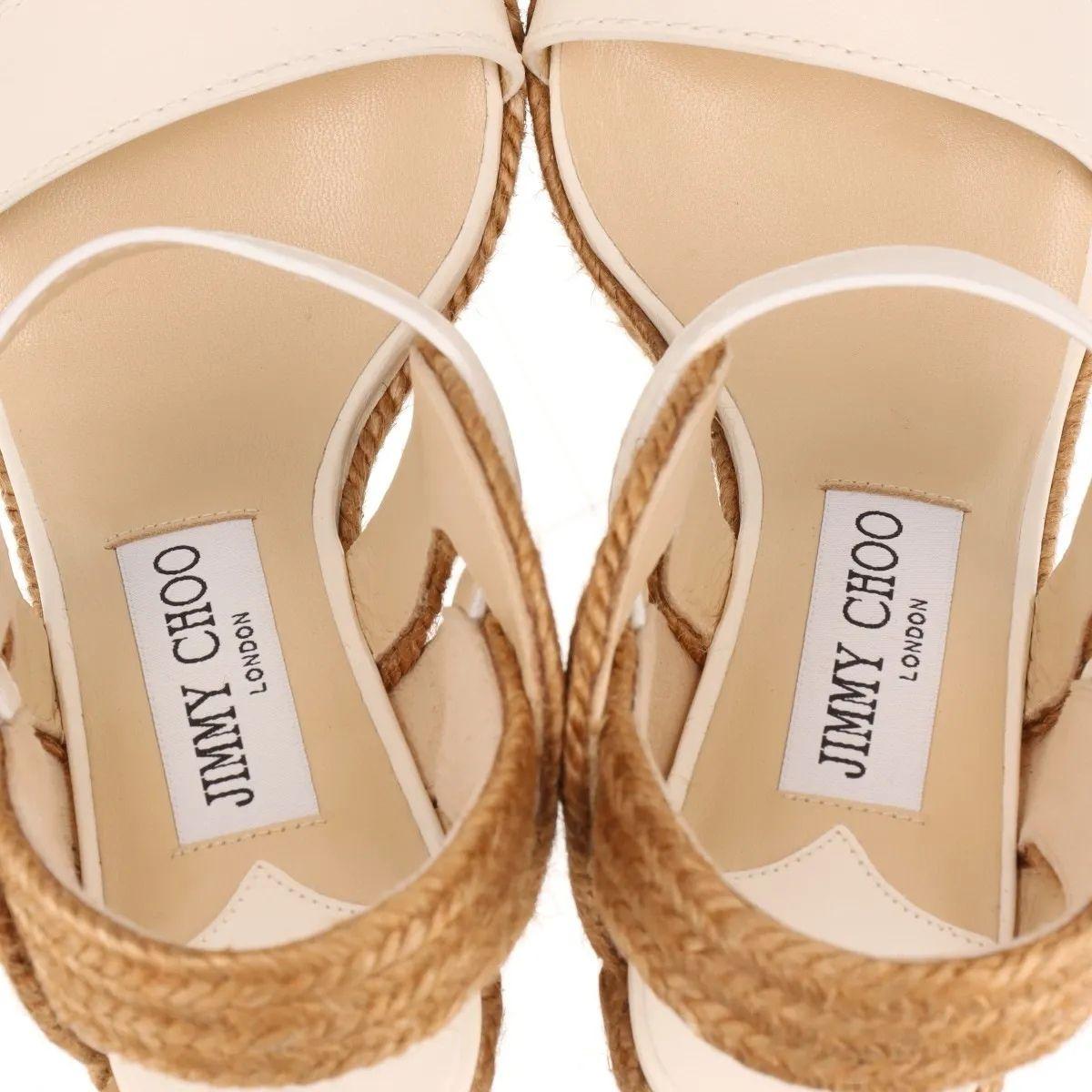Jimmy Choo - Sandalo con zeppa e cinturino - Avorio in vendita 7