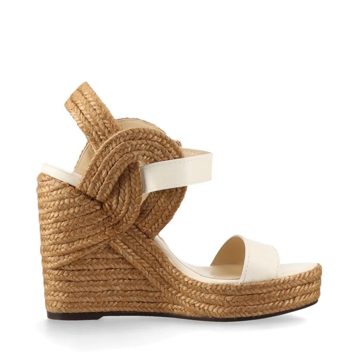 Marrone Jimmy Choo - Sandalo con zeppa e cinturino - Avorio in vendita