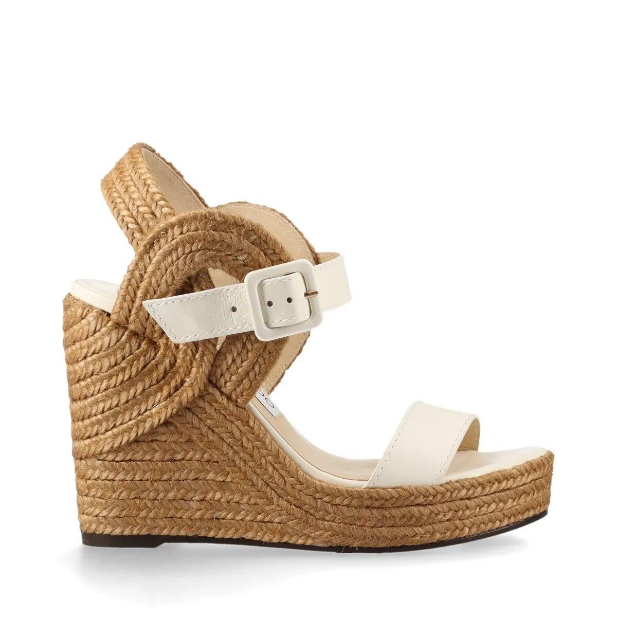 Jimmy Choo - Sandalo con zeppa e cinturino - Avorio In condizioni buone in vendita a Humacao, PR