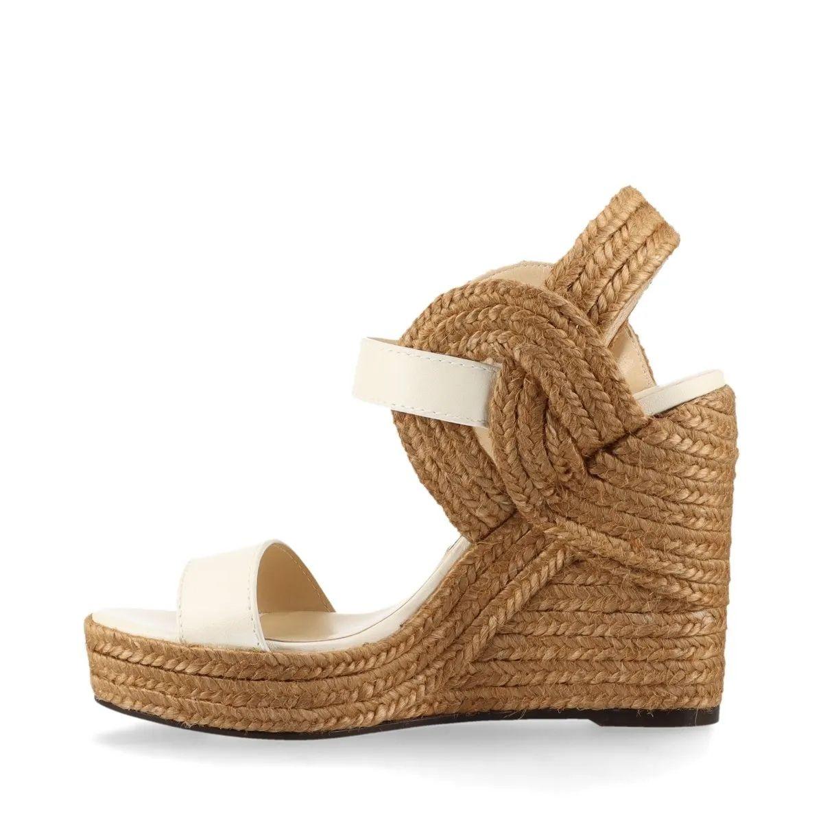 Donna Jimmy Choo - Sandalo con zeppa e cinturino - Avorio in vendita