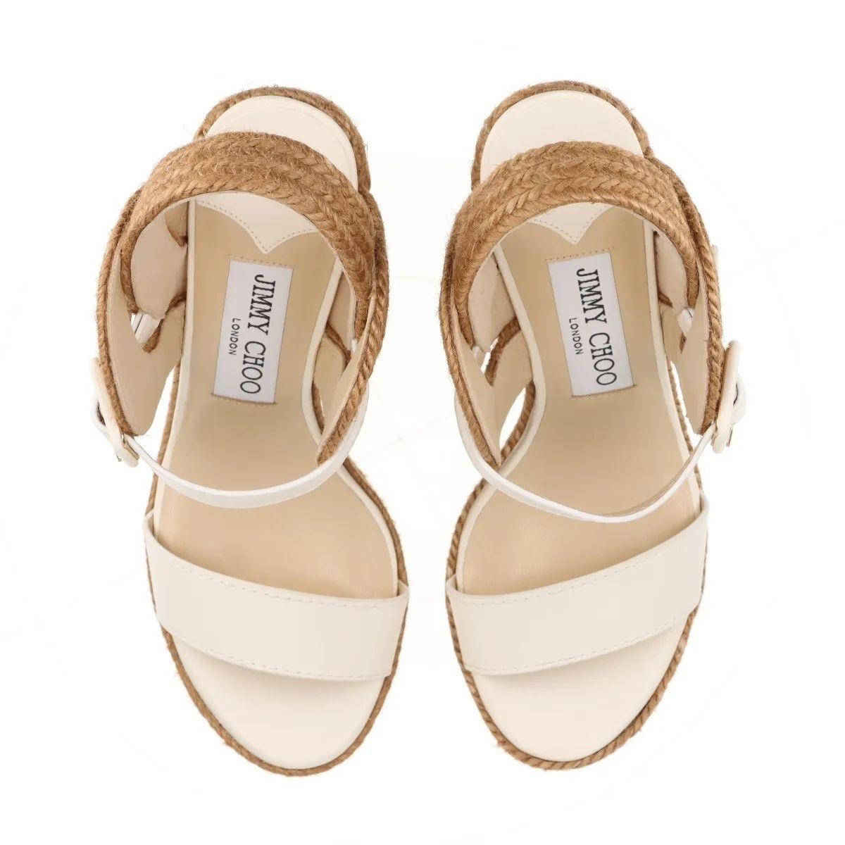Jimmy Choo - Sandalo con zeppa e cinturino - Avorio in vendita 3