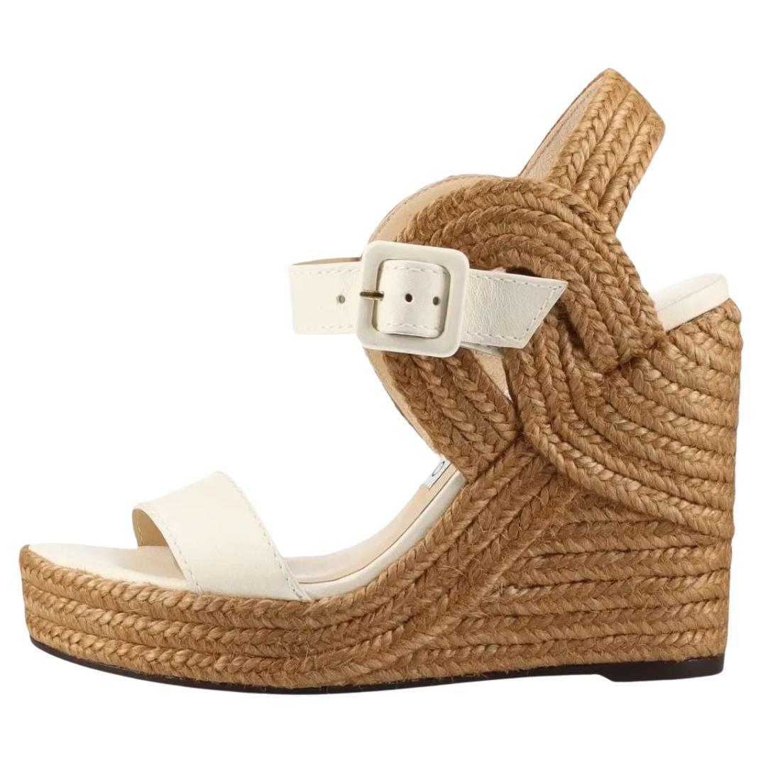 Jimmy Choo - Sandalo con zeppa e cinturino - Avorio in vendita