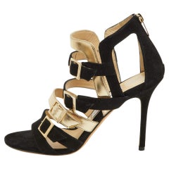 Jimmy Choo Booster Gladiator-Sandalen aus Wildleder und Lackleder Größe 38,5