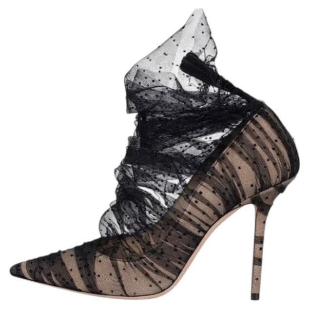 Jimmy Choo Suede & Mesh Pointed Toe Pumps Sz.40 For Sale