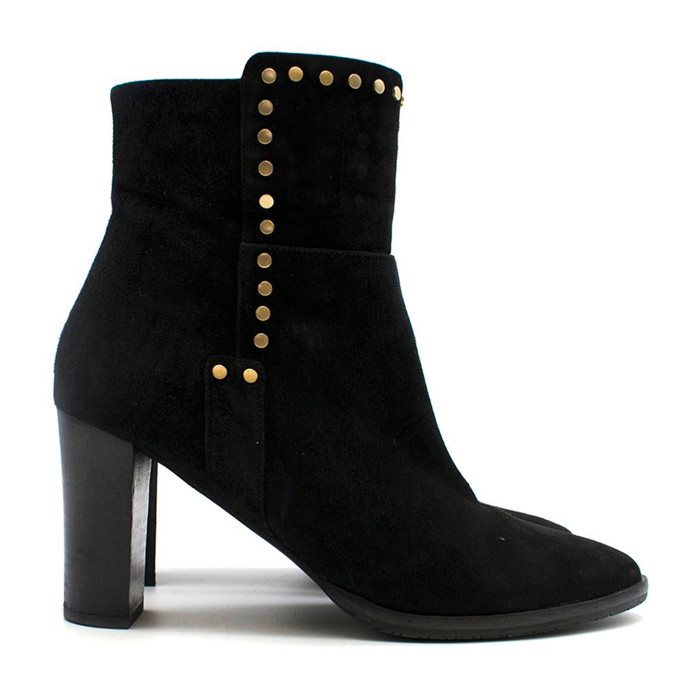 Jimmy Choo Suede Studded Ankle Boots

- Suede fabric with gold stud details 
- Made in Italy 
- Side zips 

Please note, these items are pre-owned and may show signs of being stored even when unworn and unused. This is reflected within the