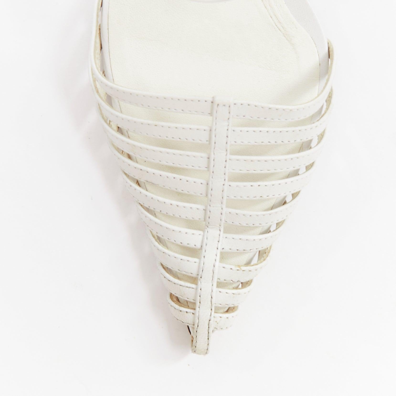 JIMMY CHOO Tamai 100 white leather caged toe criss cross sandals EU36.5 For Sale 1