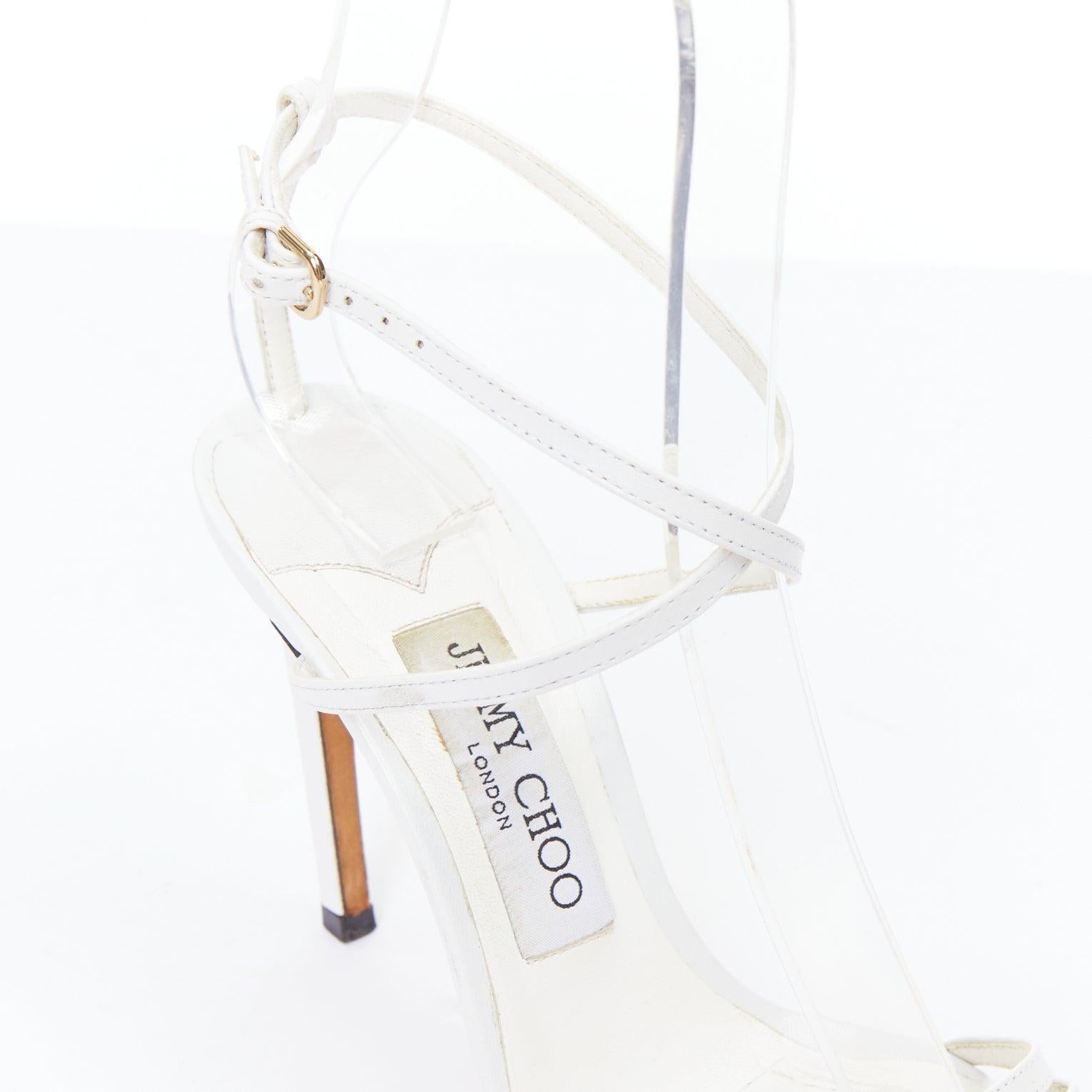 JIMMY CHOO Tamai 100 white leather caged toe criss cross sandals EU36.5 For Sale 3