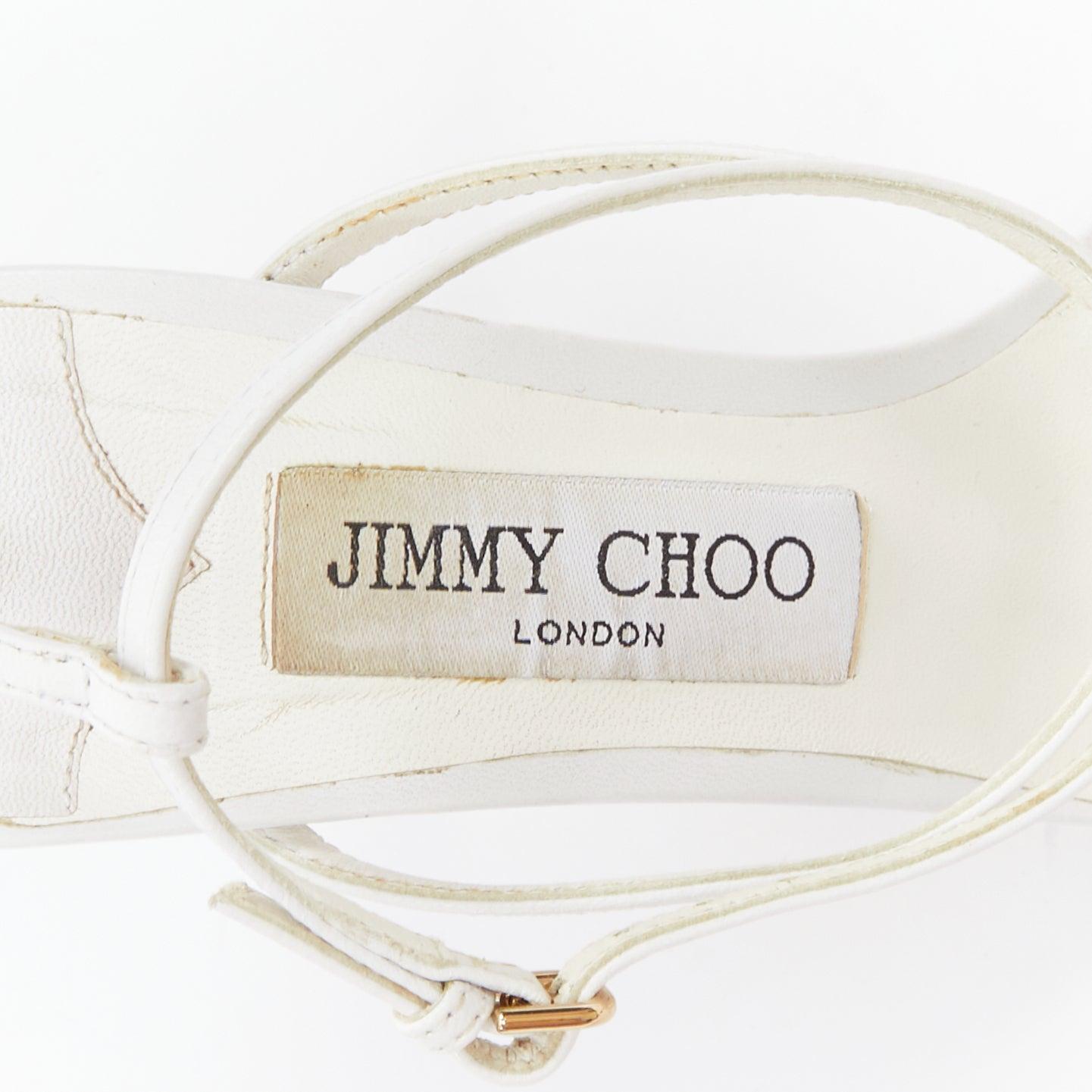 JIMMY CHOO Tamai 100 white leather caged toe criss cross sandals EU36.5 For Sale 4