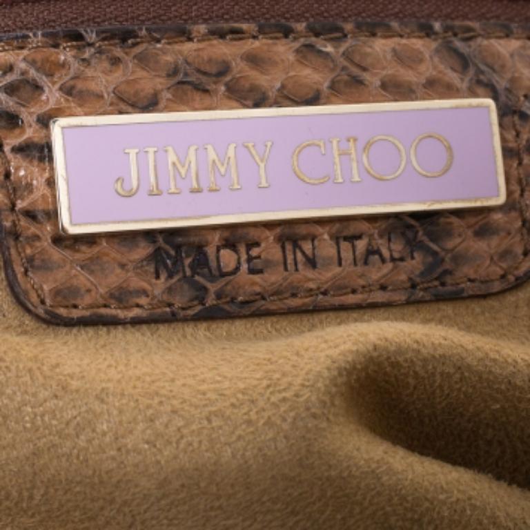 Jimmy Choo Tan Straw and Snake Skin Trim Handle Sky Hobo en vente 5