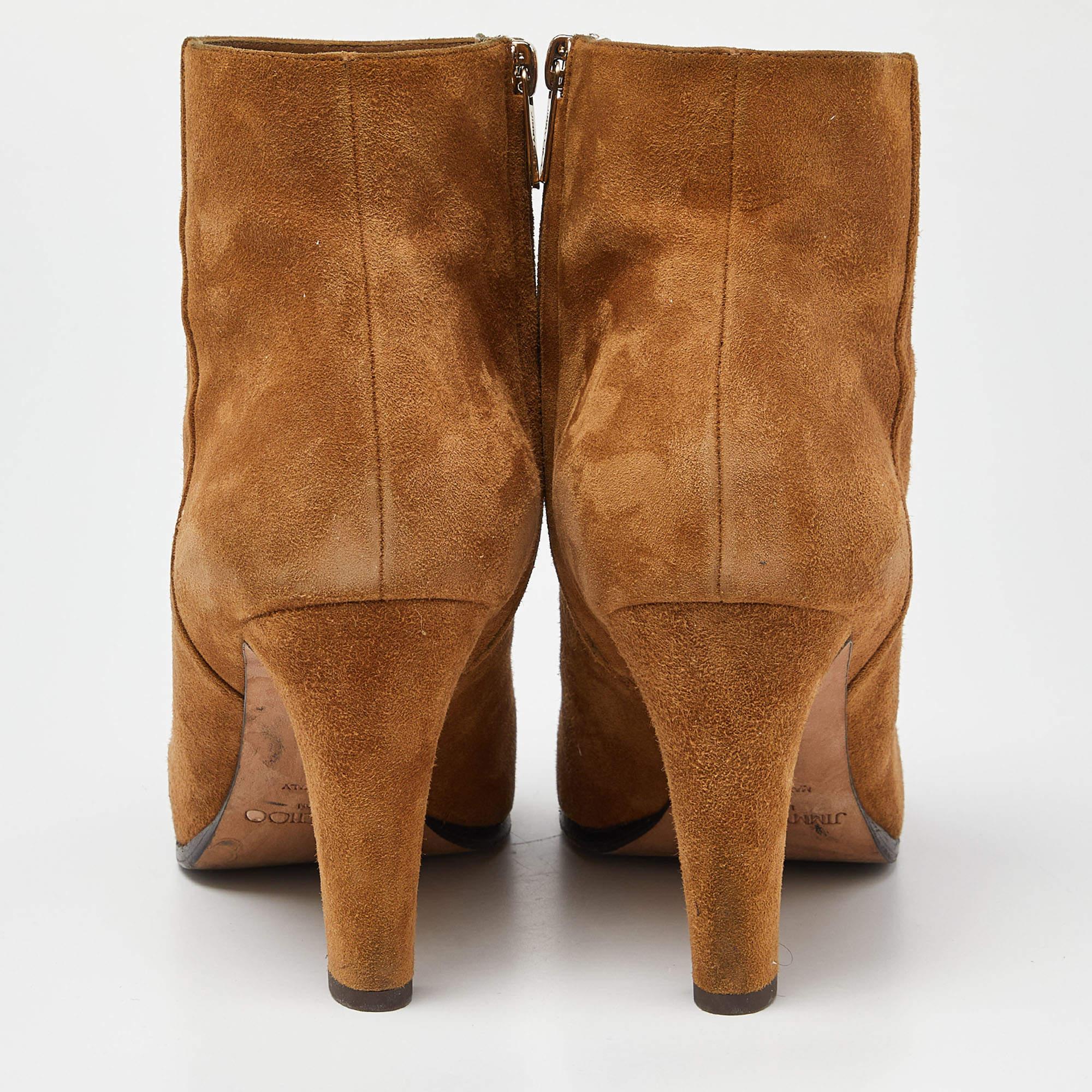 Jimmy Choo - Bottines longueur cheville en daim brun clair, taille 40,5 Pour femmes en vente
