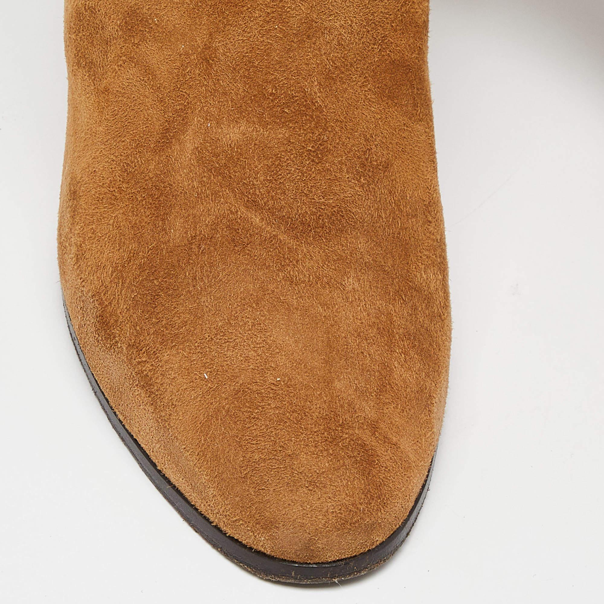 Jimmy Choo - Bottines longueur cheville en daim brun clair, taille 40,5 en vente 2