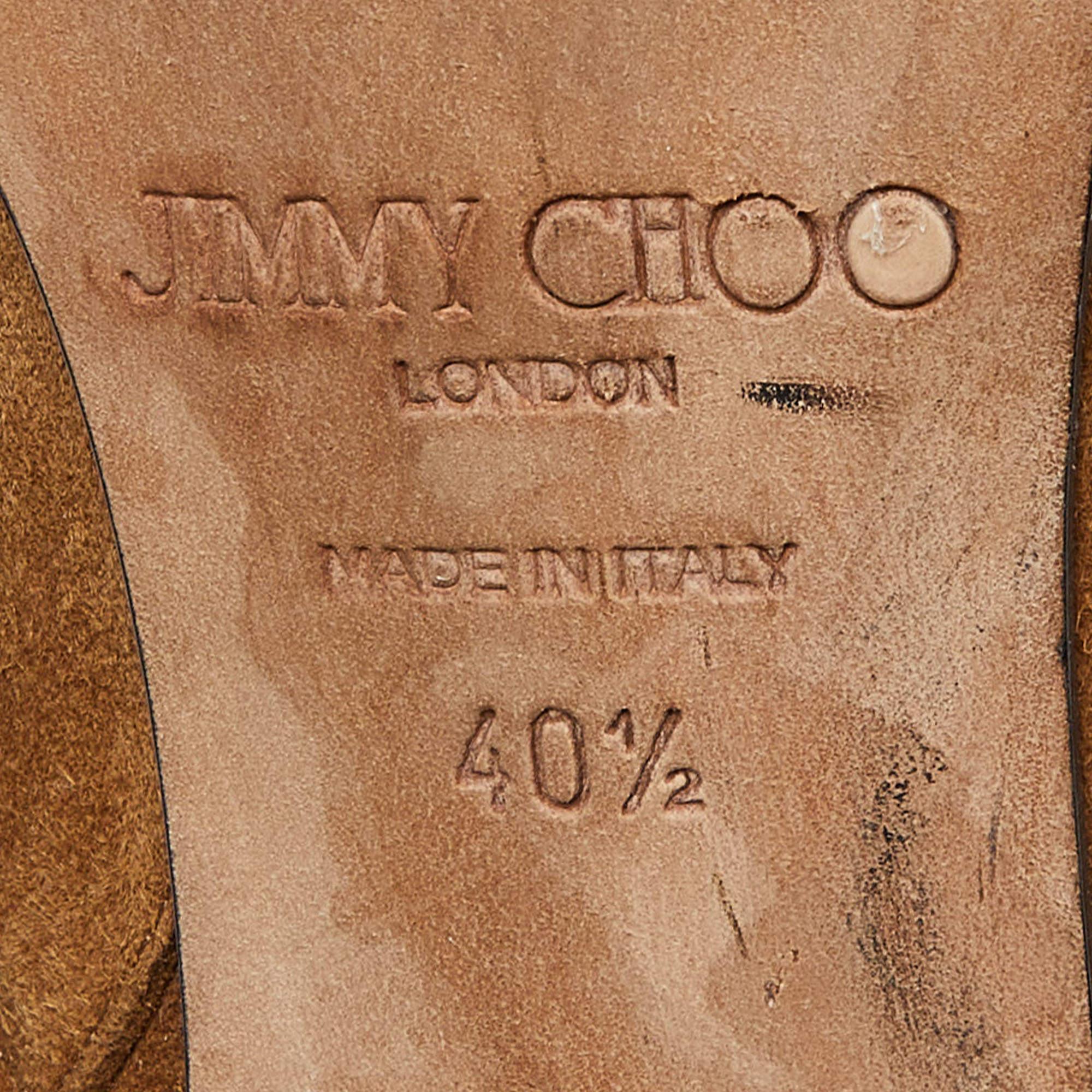 Jimmy Choo - Bottines longueur cheville en daim brun clair, taille 40,5 en vente 3