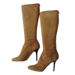 Jimmy Choo Tan Suede Knee High Boots 41